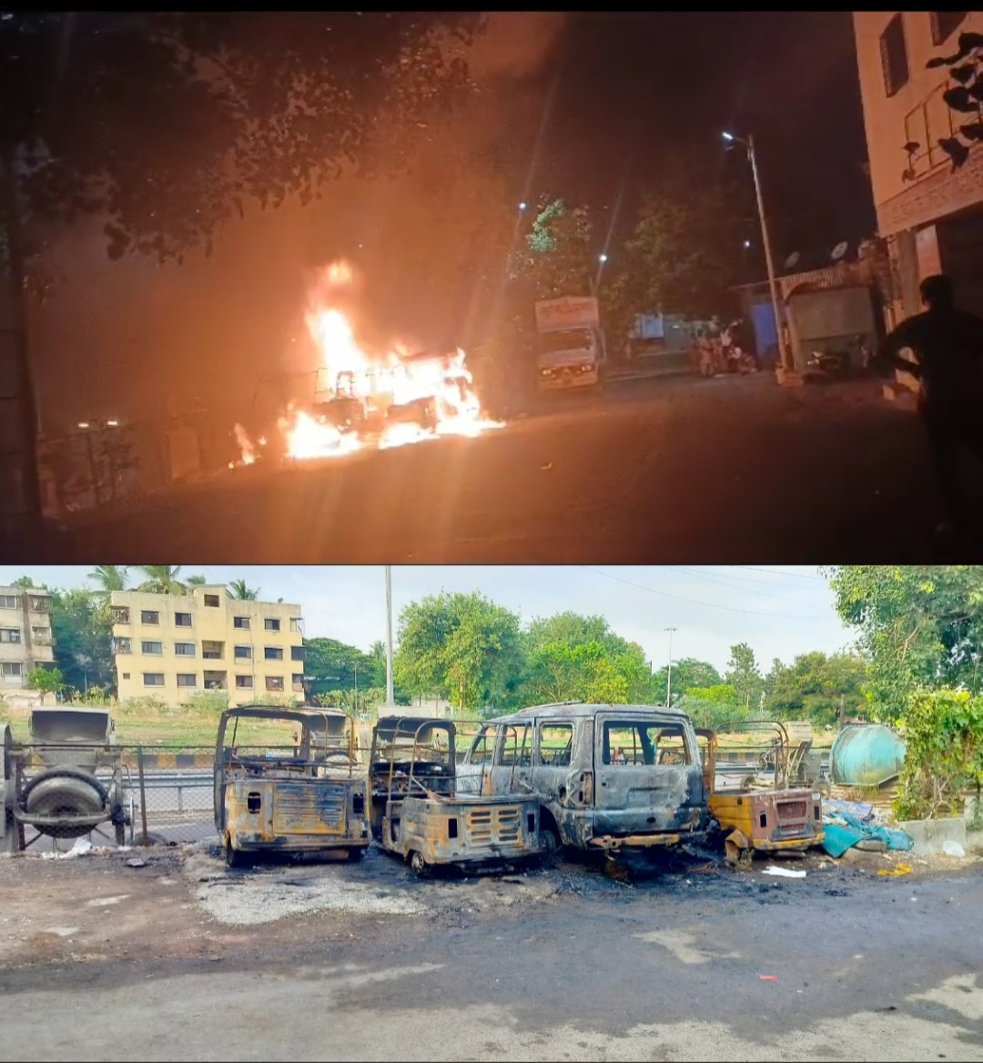 निगडी परिसरात आगीत चार वाहने जळून खाक